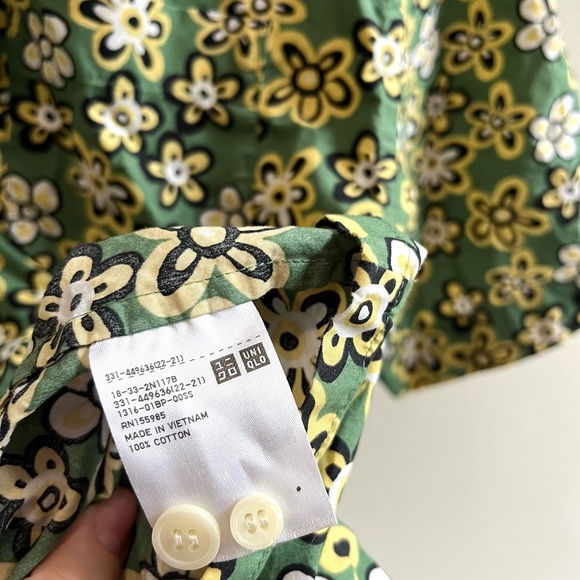 Marni x Uniqlo Green Retro Floral Pattern Button Up Shirt Short Sleeve Mens XS - Picture 3 of 5